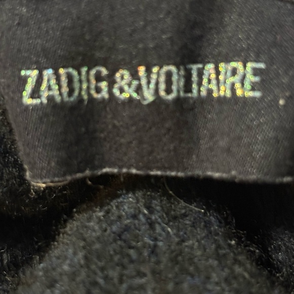 Zadig & Voltaire Zoe Wy, Navy turtleneck Sweater. Distressed edges. Wool/Yak. - Picture 3 of 16
